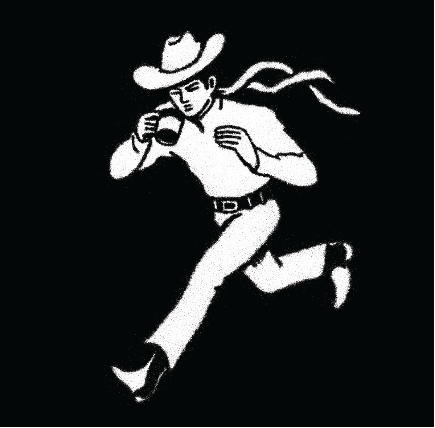 Black background with white silhouette of a person running and text 'Coffee on the Run Loot Coffee'.