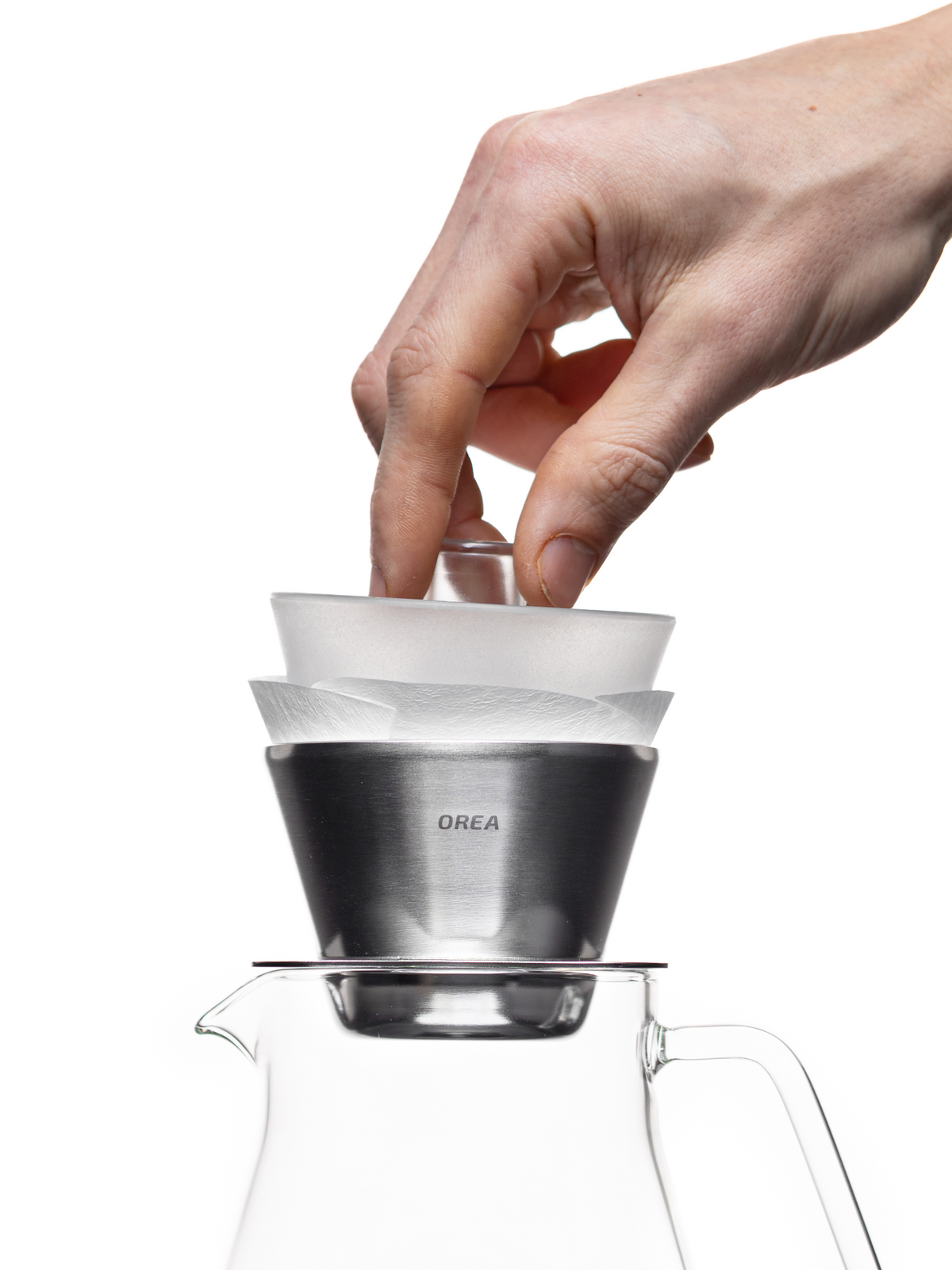 Orea Neo Negotiator seating a filter in an Orea brewer